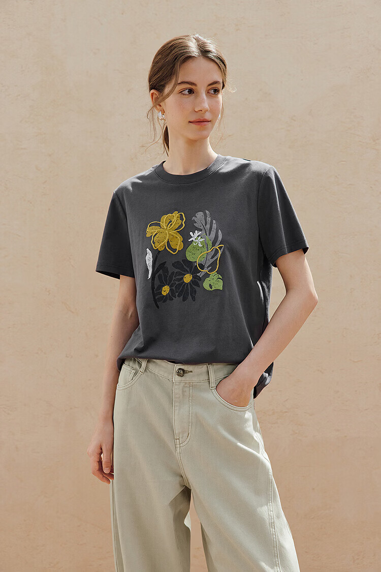 INMAN Fresh Cool Letter Print Short Sleeve T-Shirt 2026 Summer New Loose Drop Shoulder Half Sleeve Top for Women 2